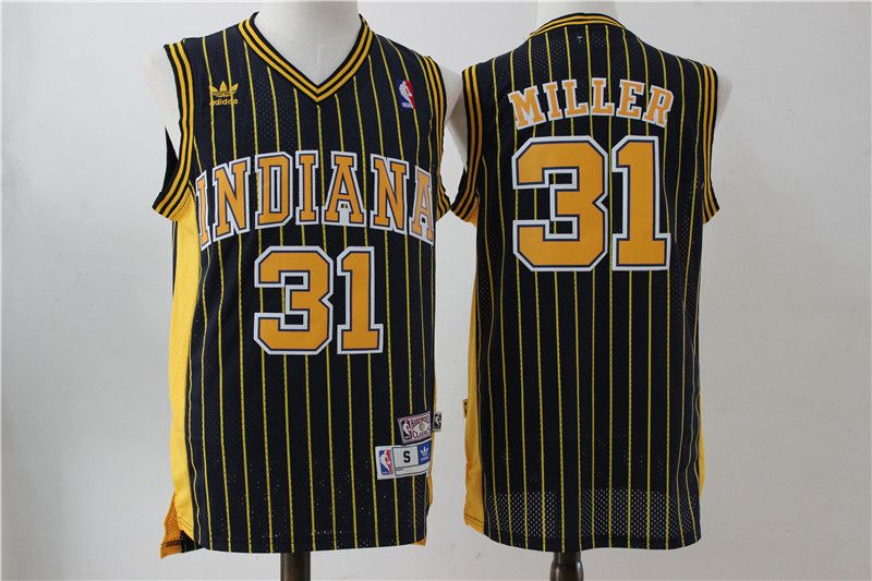 Men Indiana Pacers 31 Miller Blue Stripe Throwback Adidas NBA Jersey